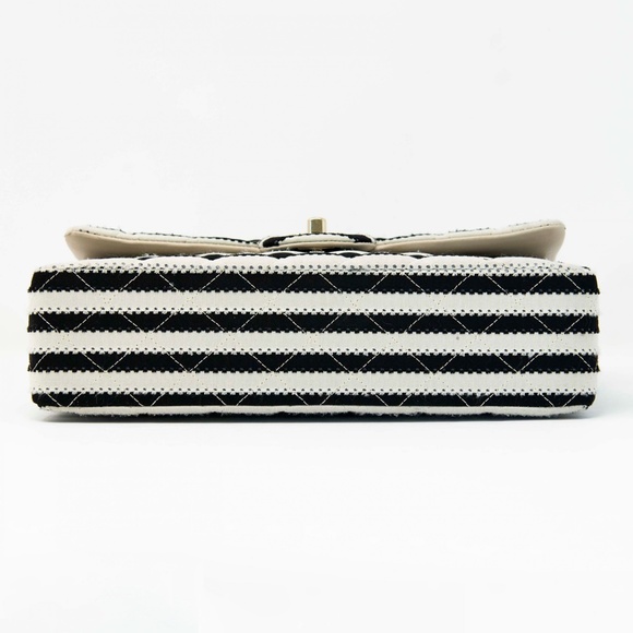 Chanel Quilted Striped Fabric Classic Medium Double Flap Bag - Picture 9 of 16